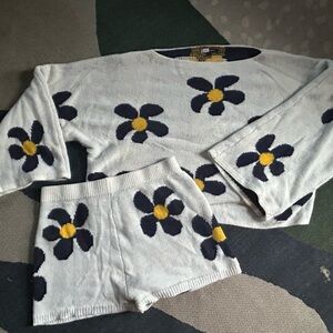 Matching Floral Sweater and Short Set
